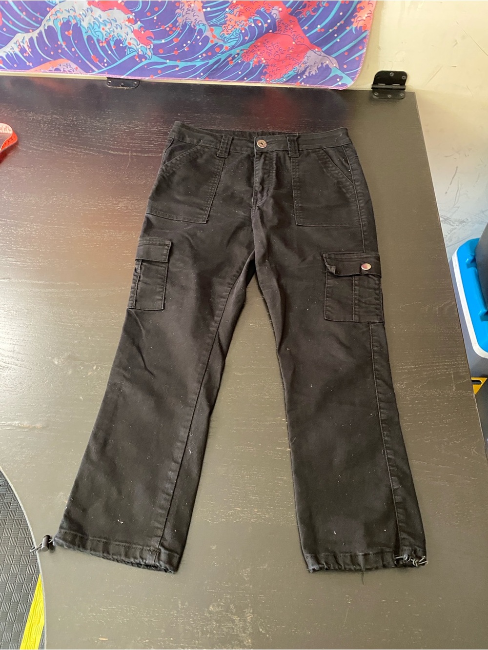 VIP Black Cargo Pants with Embroidered Waistband